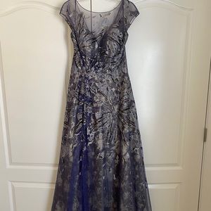 Rene Ruiz Neiman Marcus Silver Purple formal Dress